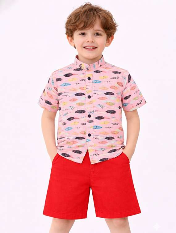 boys printed shirt and shorts set