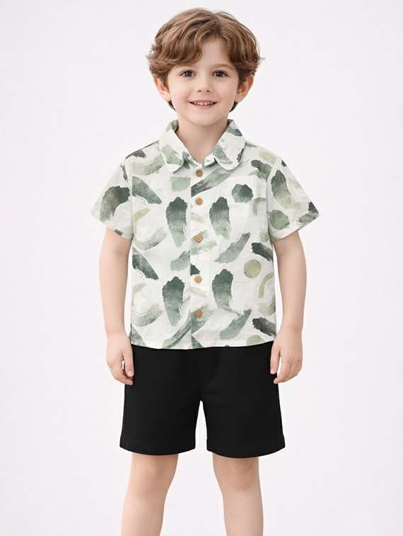 boys printed shirt and short set