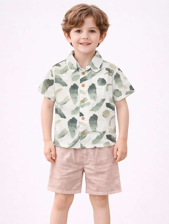 boys printed shirt and shorts set