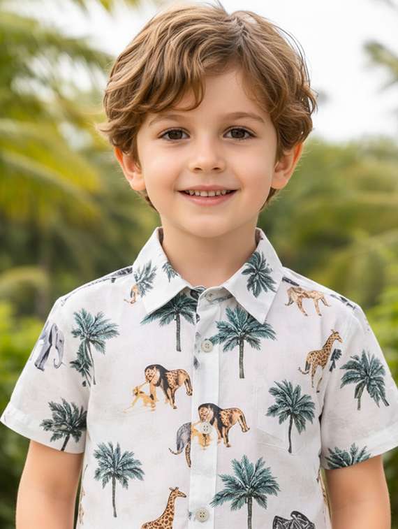 Boys Printed Shirt And Shorts Set - 22346091 -  Standard Image - 4