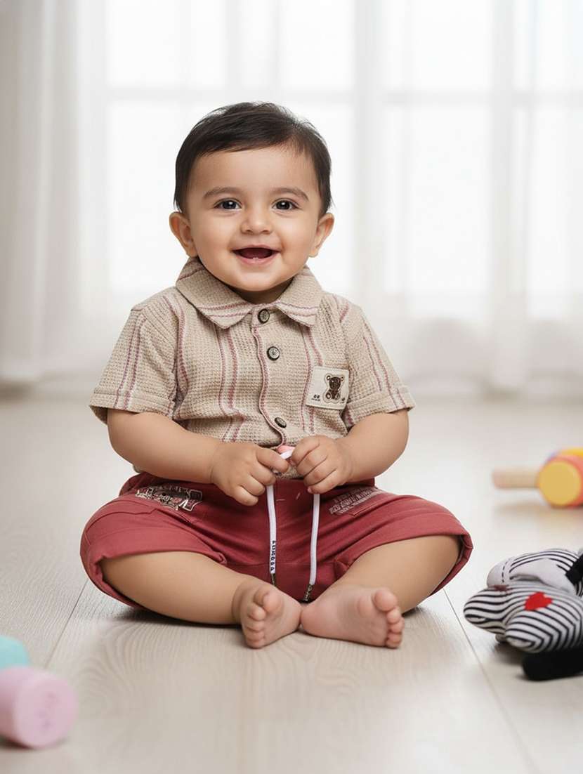 peach cotton combo infant twin set - 22346150 -  Standard Image - 1