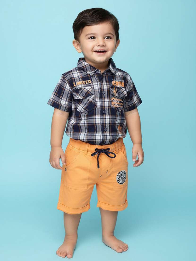 orange cotton combo infant twin set - 22346155 -  Standard Image - 1