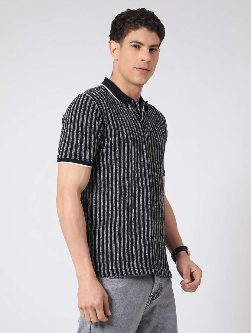 striped polo neck regular fit t-shirt - 22346241 -  Standard Image - 1