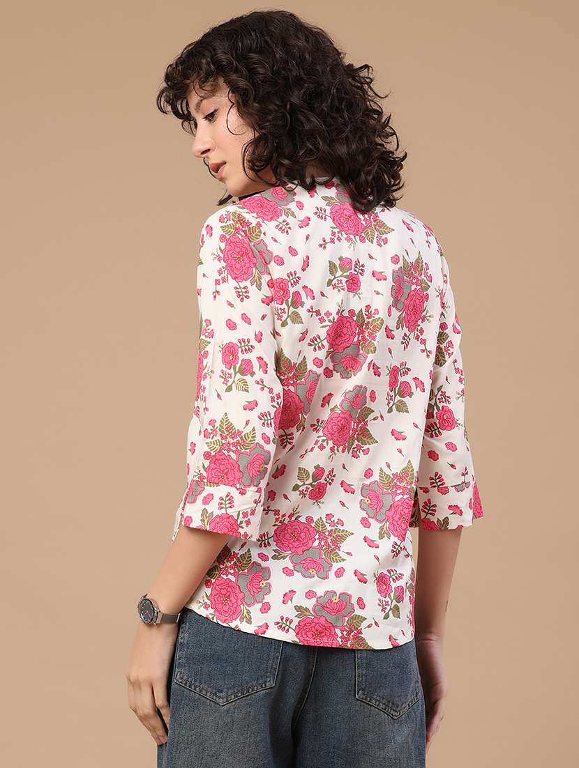 women printed mandarin neck regular shirt - 22346329 -  Standard Image - 4