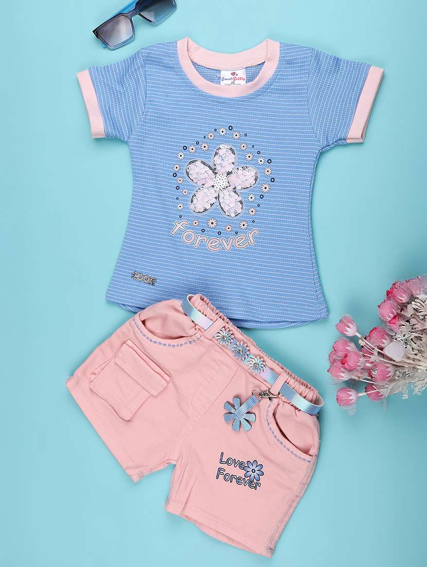 blue cotton combo infant twin set - 22346358 -  Standard Image - 1