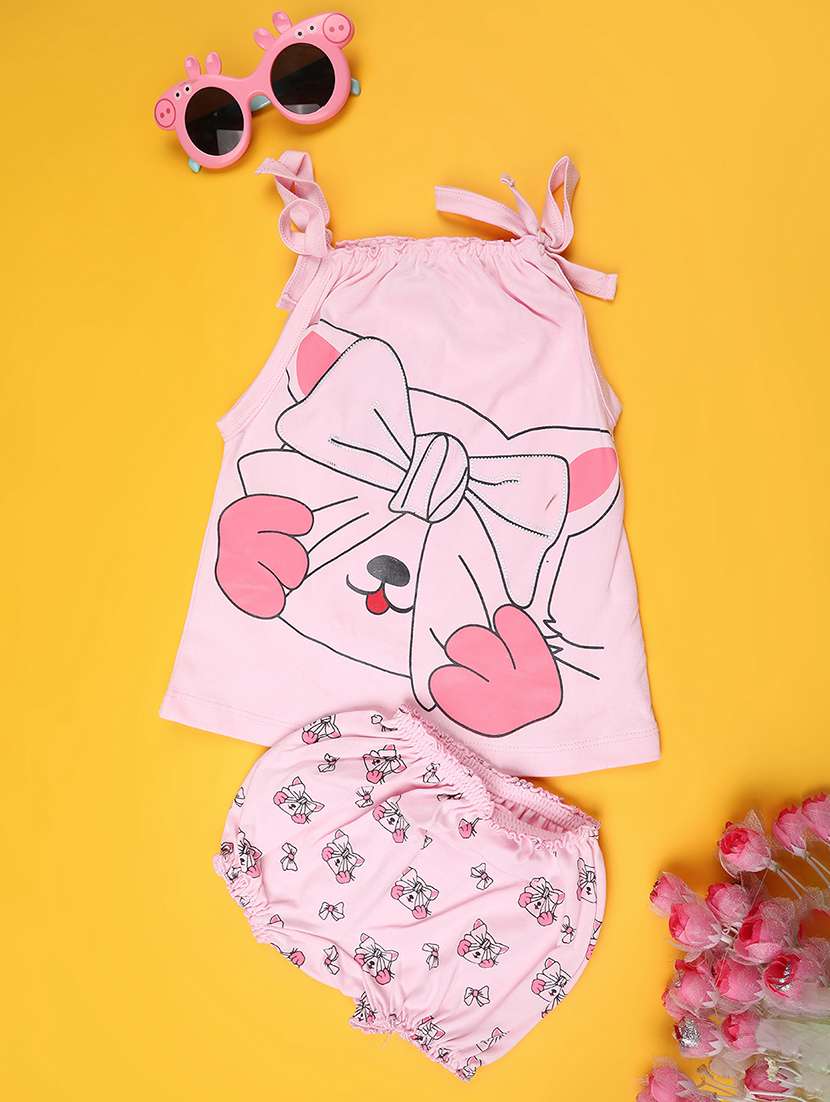 pink cotton combo infant twin set - 22346369 -  Standard Image - 1