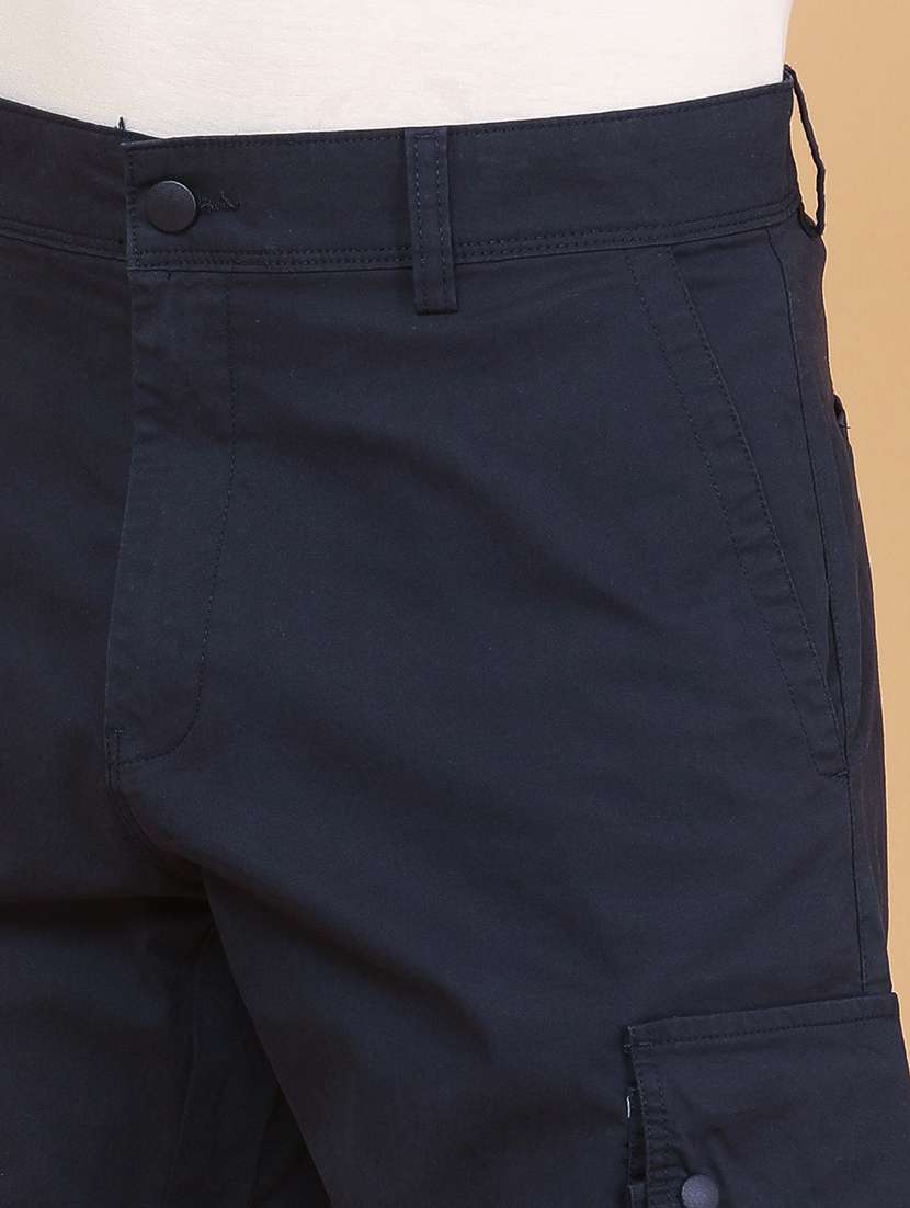 Men Solid Mid Rise Regular Fit Cargo - 22346422 -  Standard Image - 1