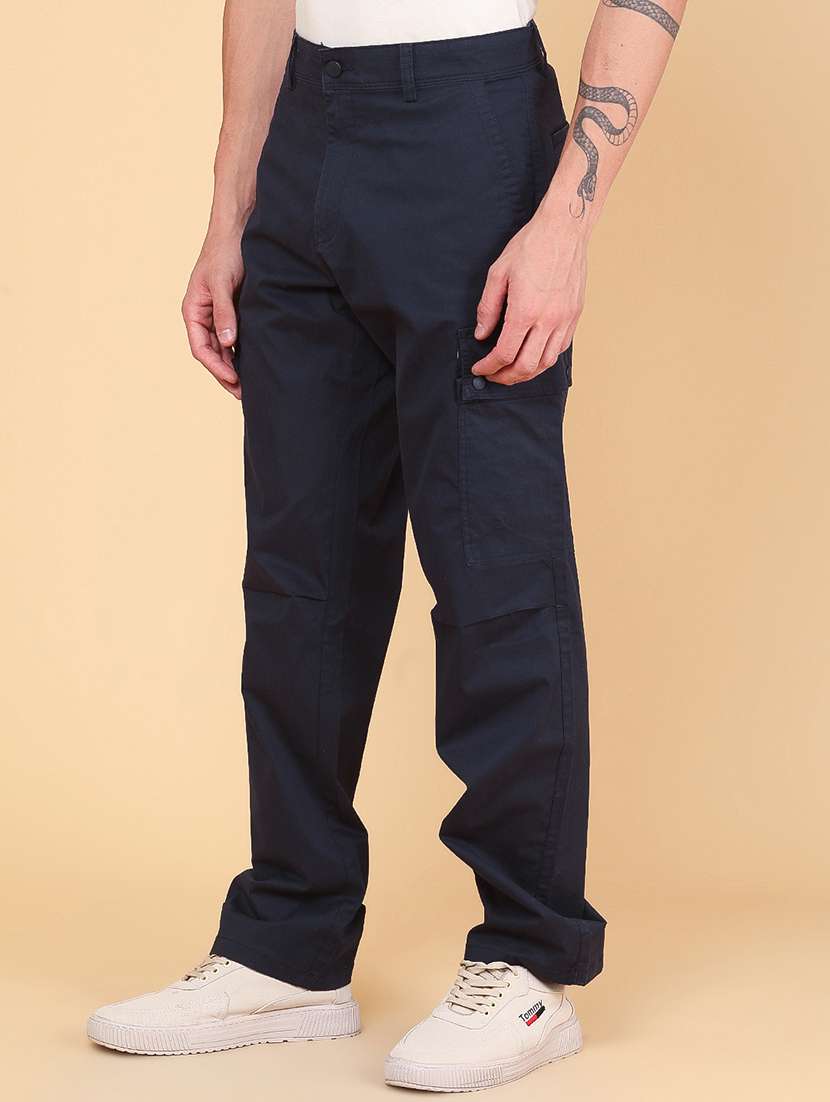 Men Solid Mid Rise Regular Fit Cargo - 22346422 -  Standard Image - 4