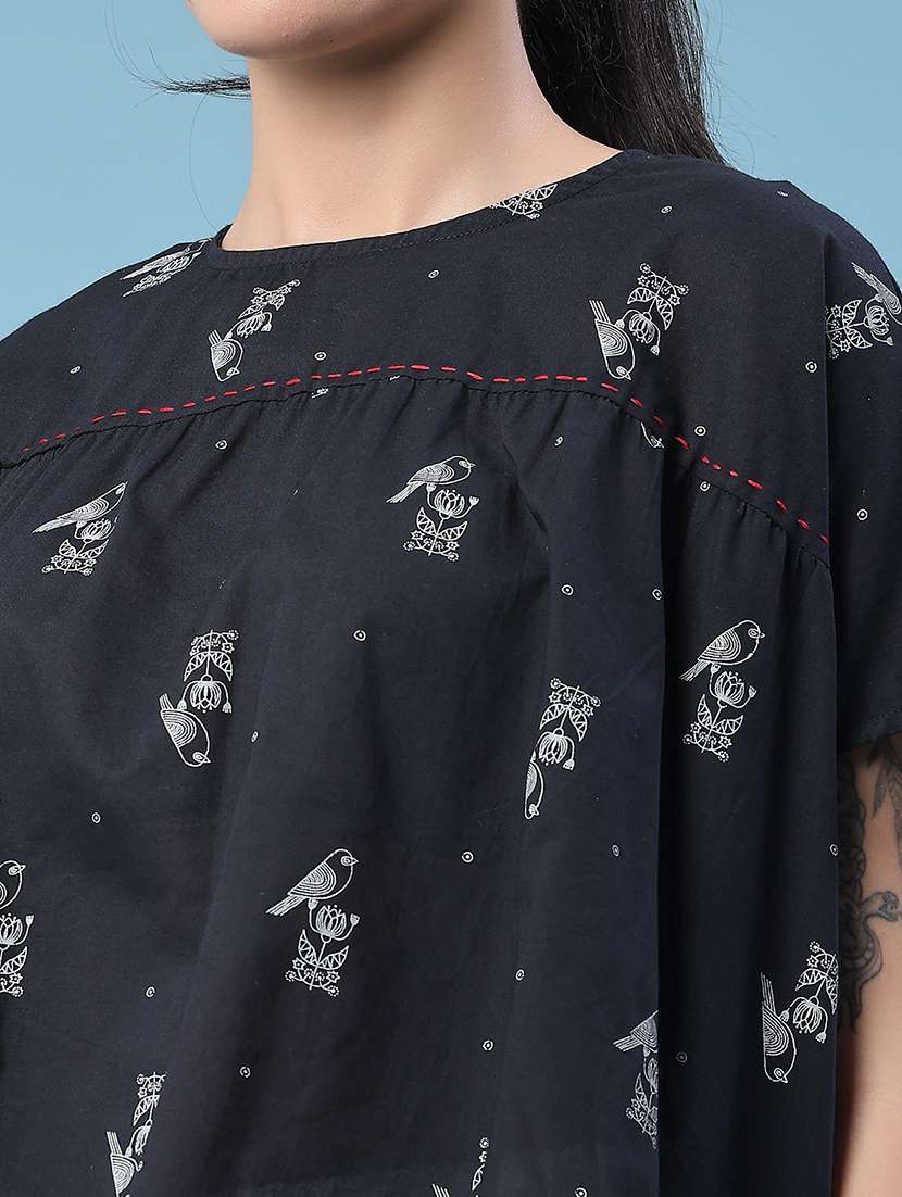 Women Printed Round Neck Flared Top - 22346426 -  Standard Image - 1