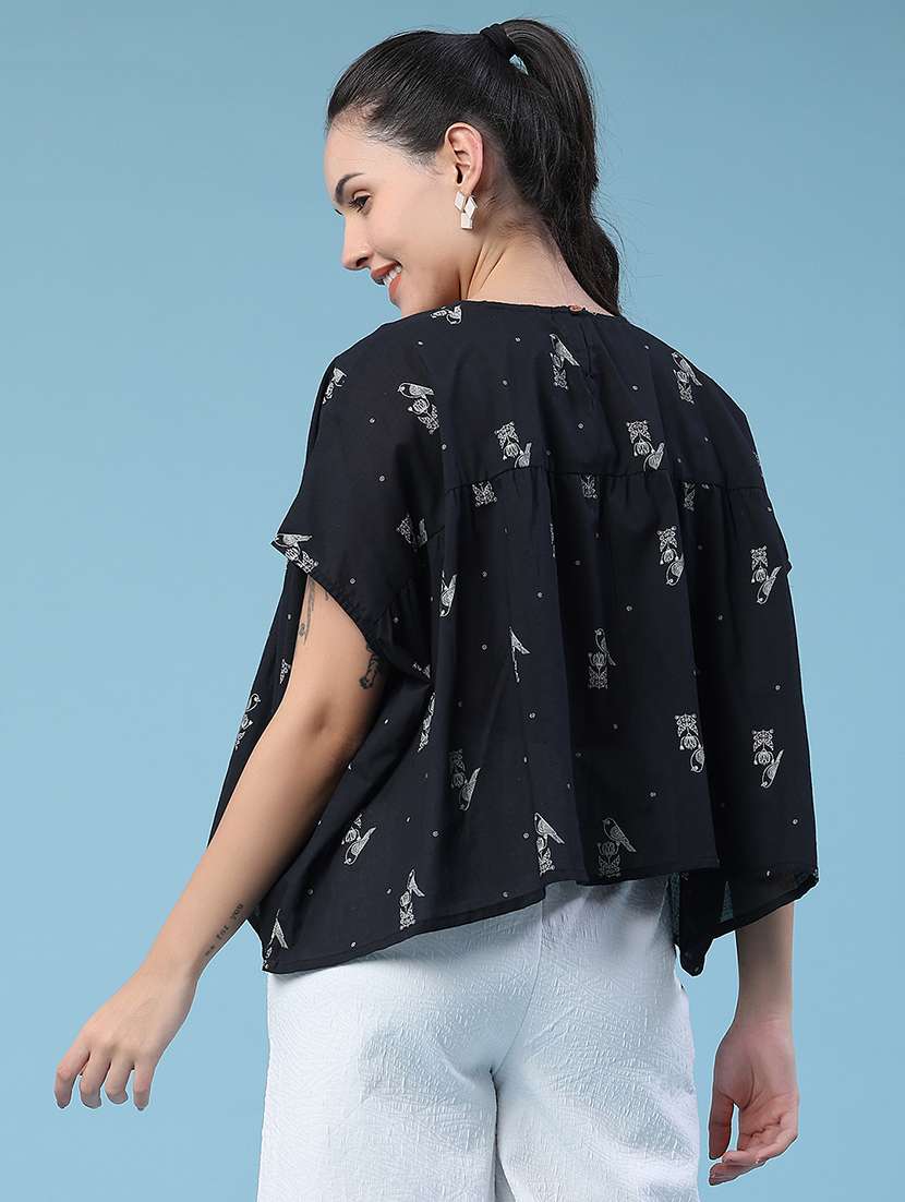 Women Printed Round Neck Flared Top - 22346426 -  Standard Image - 4