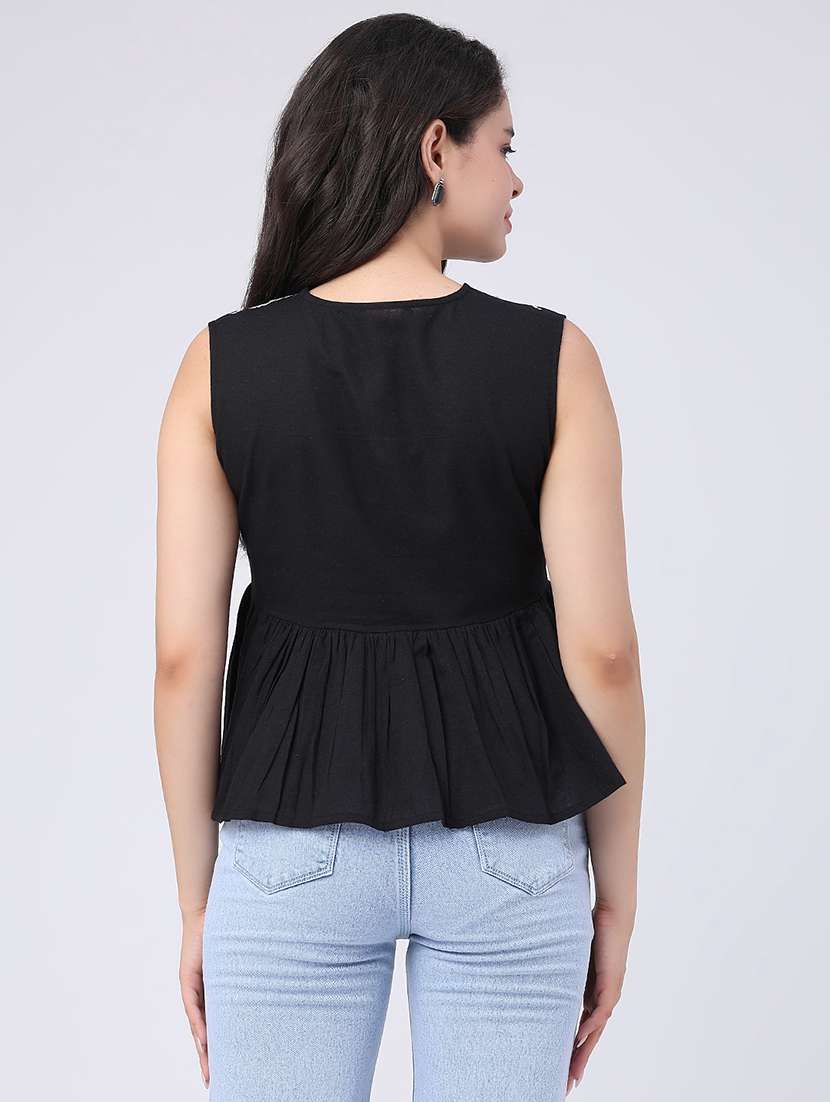 women embroidered sleeveless peplum top - 22346428 -  Standard Image - 4