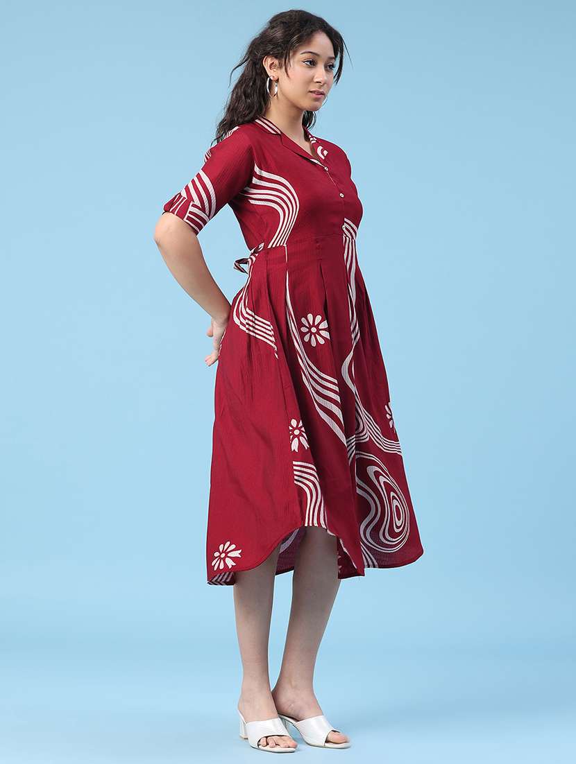 women printed short sleeves a-line dress - 22346439 -  Standard Image - 4