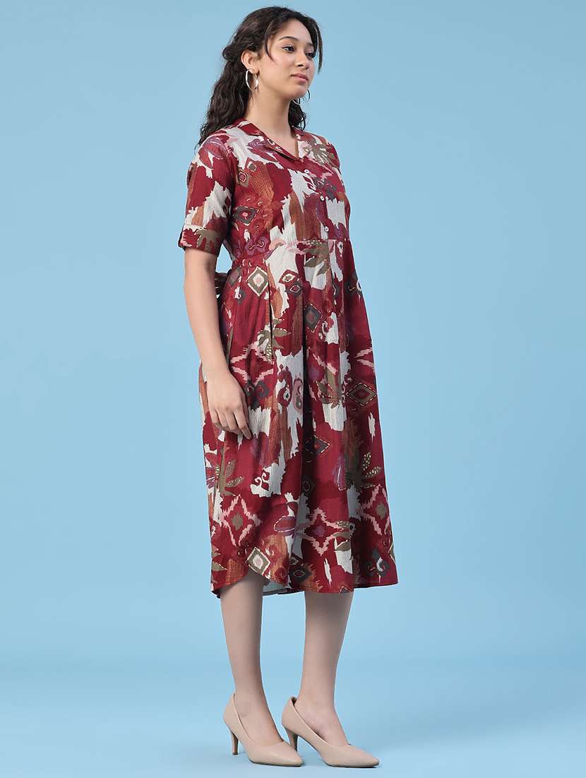 women printed short sleeves a-line dress - 22346440 -  Standard Image - 4