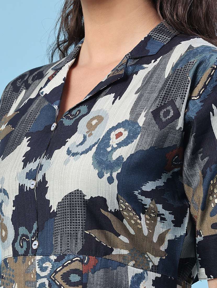 women printed short sleeves a-line dress - 22346441 -  Standard Image - 1