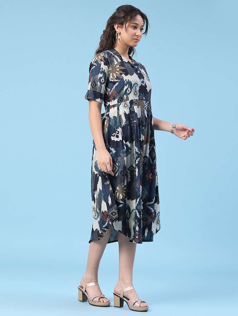 women printed short sleeves a-line dress - 22346441 -  Standard Image - 4