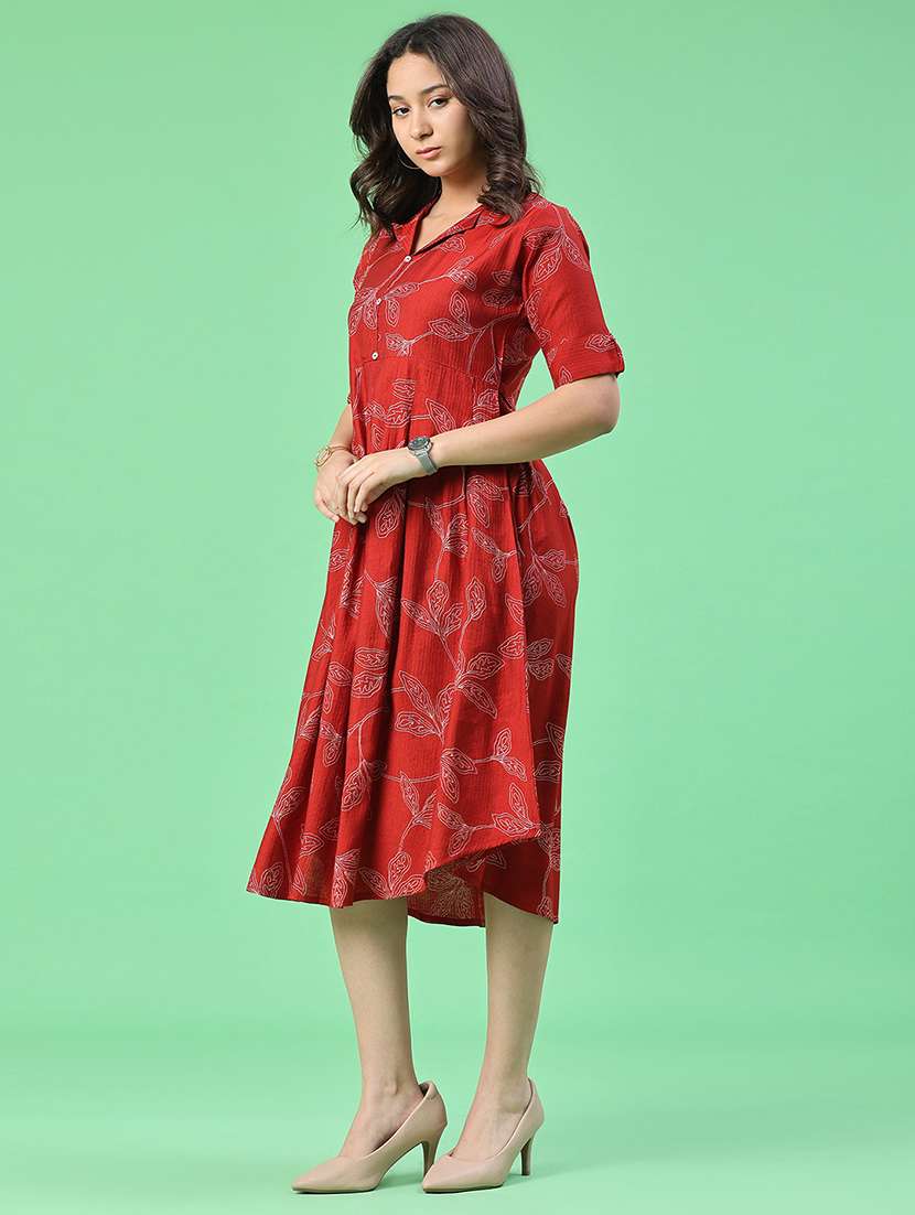 Women Printed Short Sleeves A-line Dress - 22346442 -  Standard Image - 4