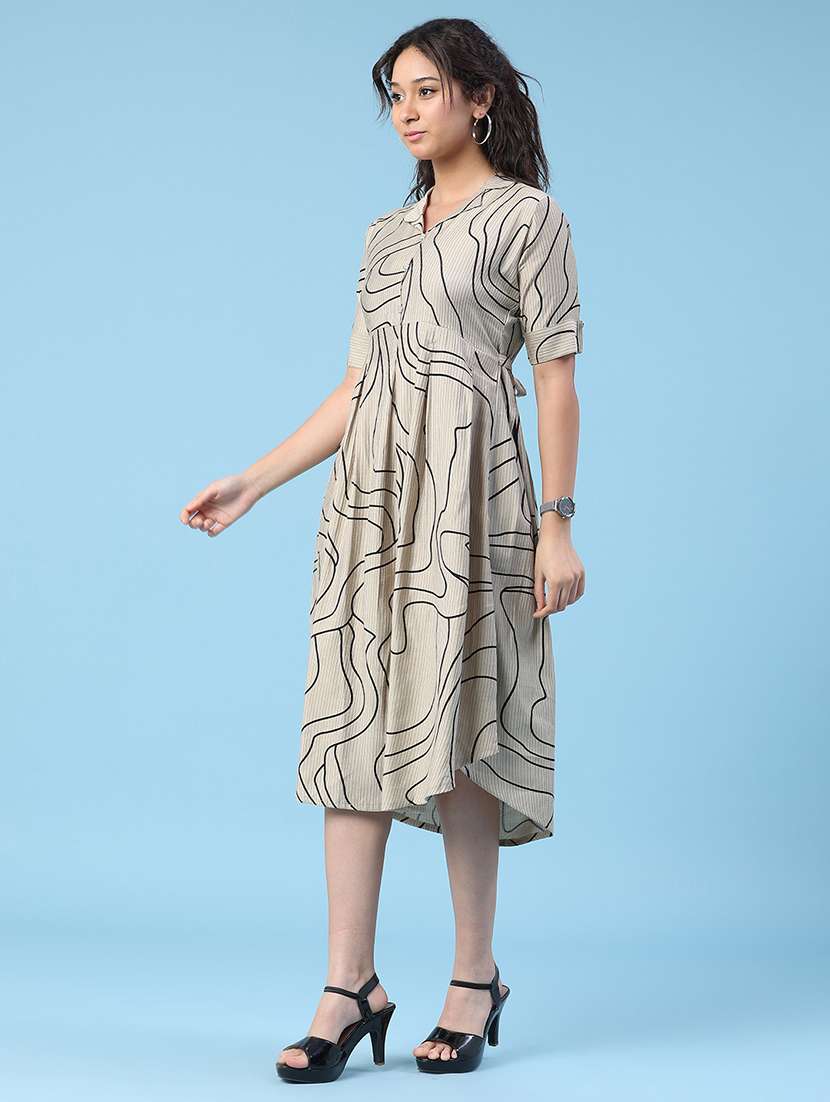 women printed short sleeves a-line dress - 22346443 -  Standard Image - 4