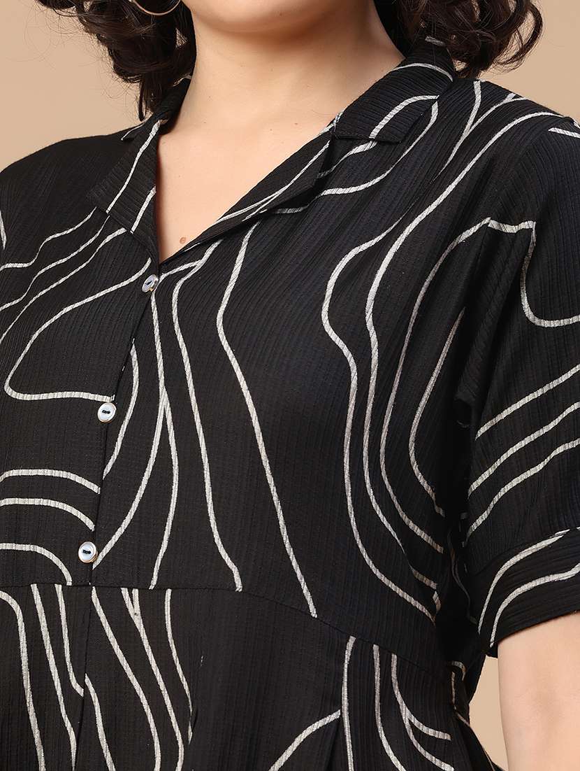 women printed short sleeves a-line dress - 22346444 -  Standard Image - 1