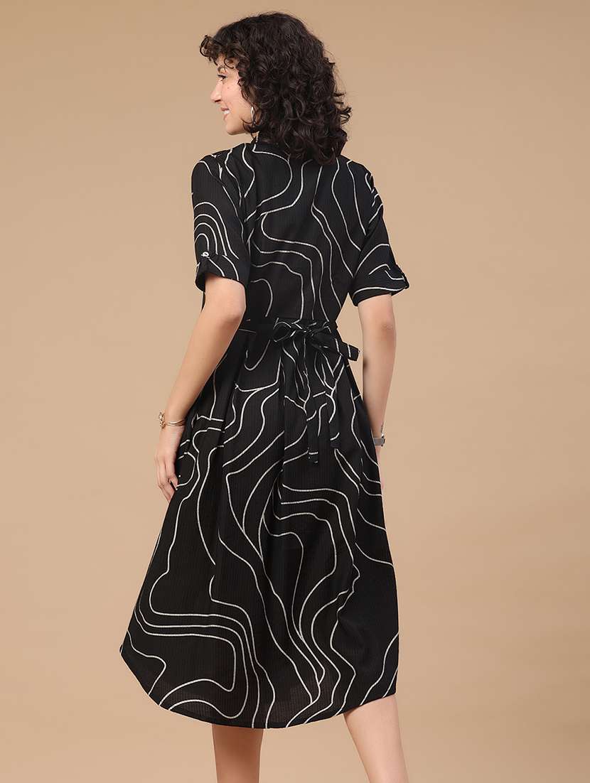 women printed short sleeves a-line dress - 22346444 -  Standard Image - 4