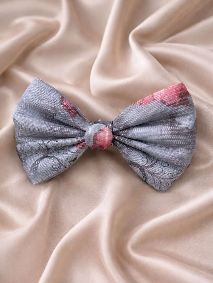 grey floral bow hair clip - 22346587 -  Standard Image - 1