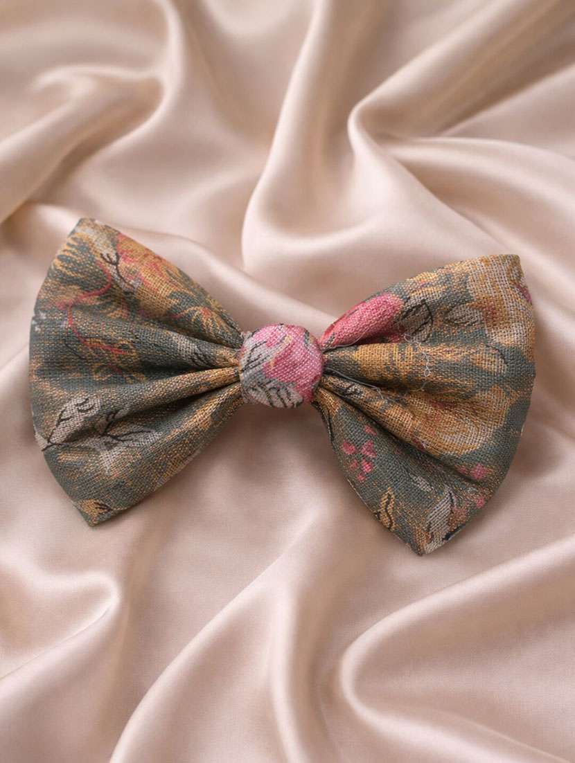 dark green floral bow hair clip - 22346588 -  Standard Image - 1