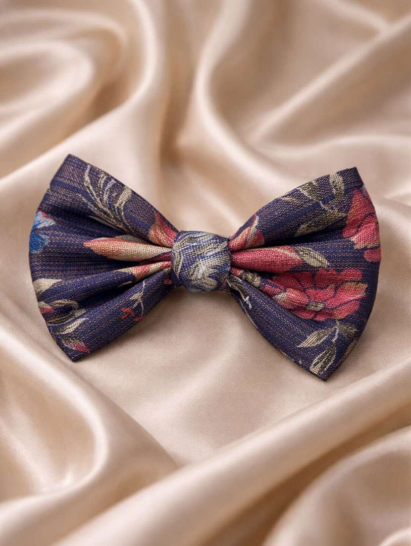 navy blue floral bow hair clip - 22346589 -  Standard Image - 1