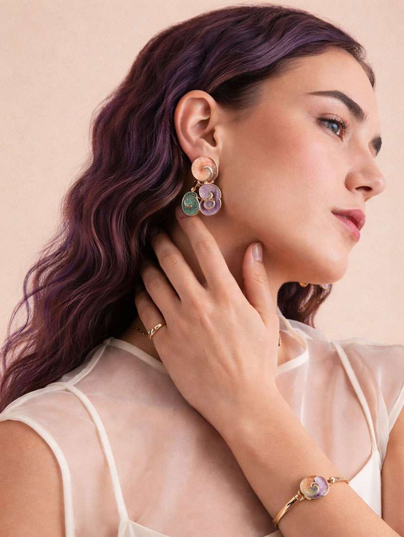  multicolour swirl enamel statement earrings for women - 22346612 -  Standard Image - 1