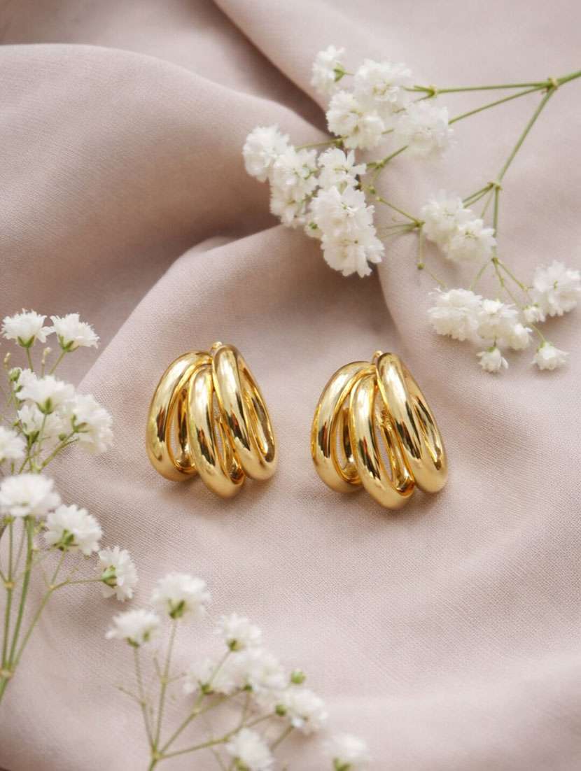 gold plated multi-layered hoop earrings for women