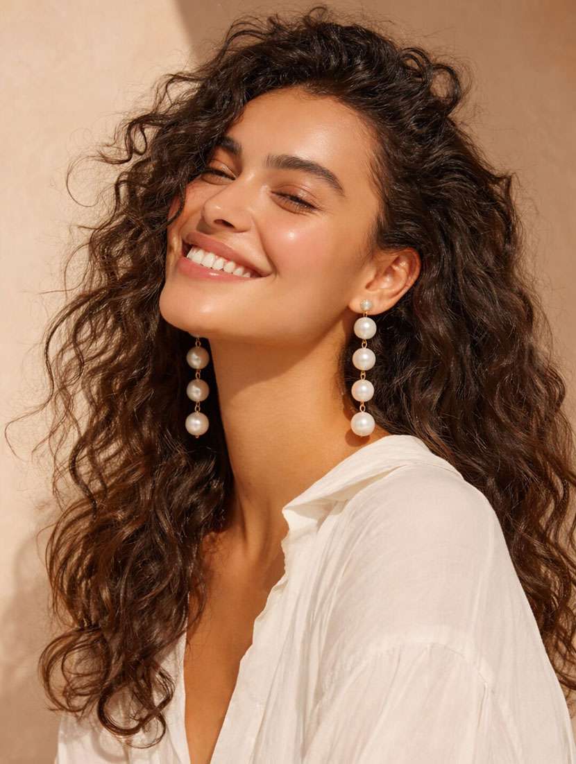 elegant pearl drop earrings for women - 22346616 -  Standard Image - 1