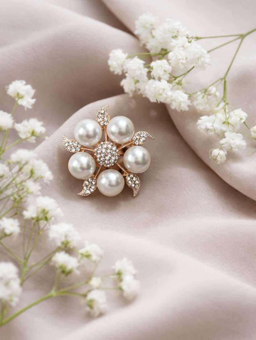 elegant pearl floral statement ring for women