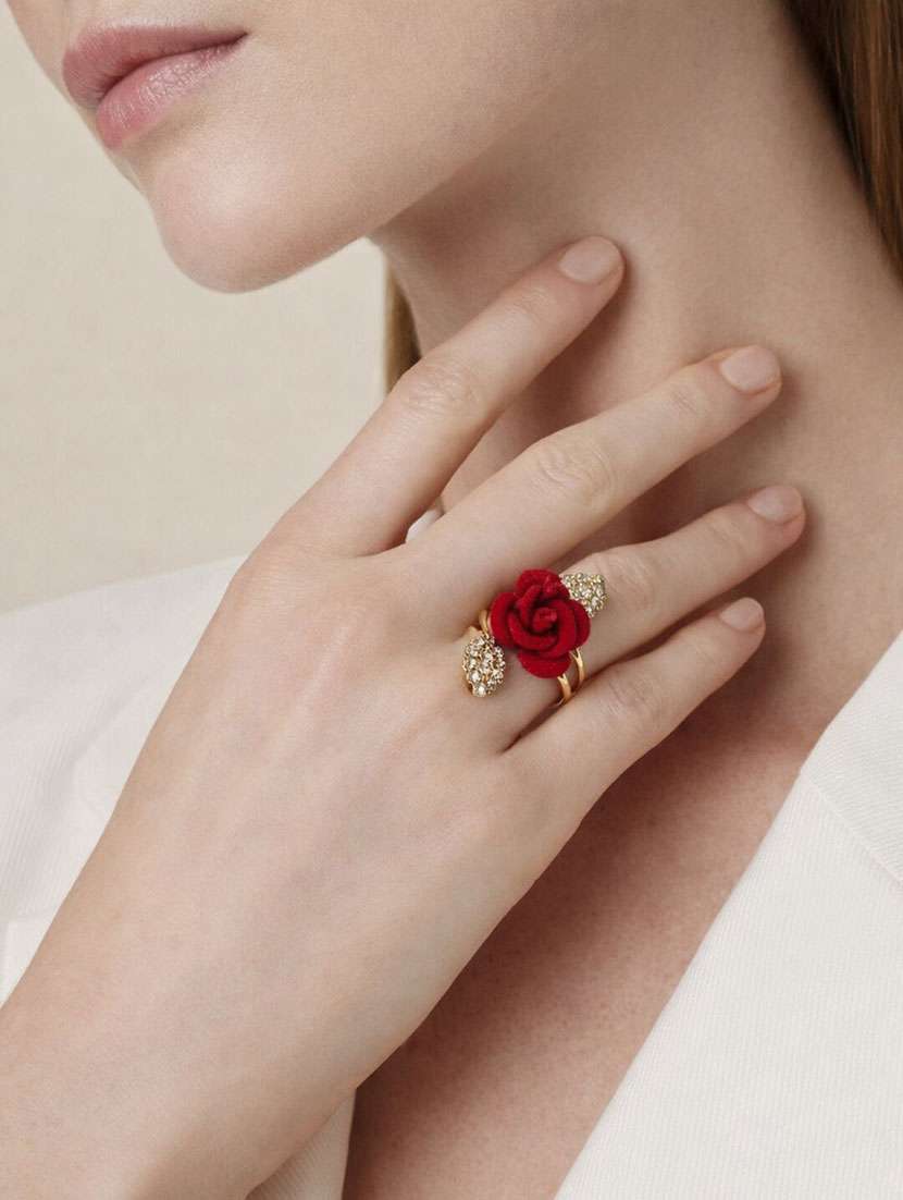 rose bloom adjustable finger ring for women - 22346636 -  Standard Image - 1
