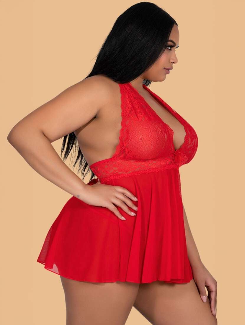 women self designed sleeveless lace babydoll - 22346816 -  Standard Image - 1