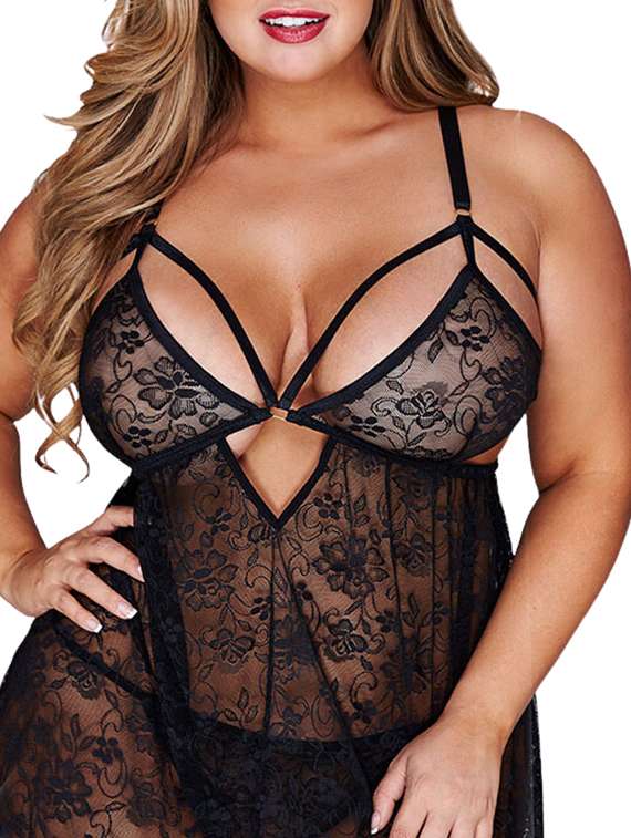women self designed sleeveless lace babydoll - 22346858 -  Standard Image - 1