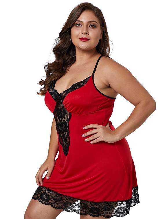 women self designed sleeveless lace babydoll - 22346894 -  Standard Image - 1