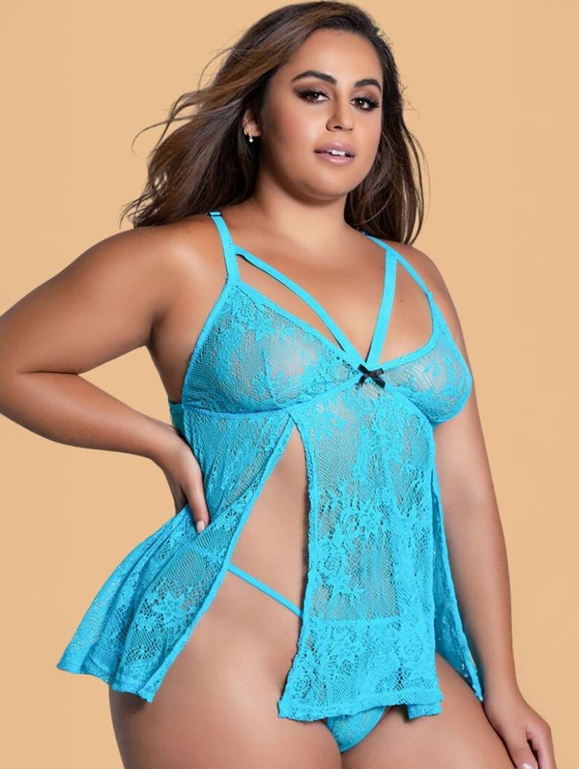 women self designed sleeveless lace babydoll - 22347092 -  Standard Image - 1