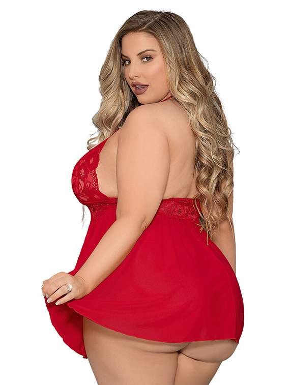 women self designed sleeveless lace babydoll - 22347098 -  Standard Image - 1