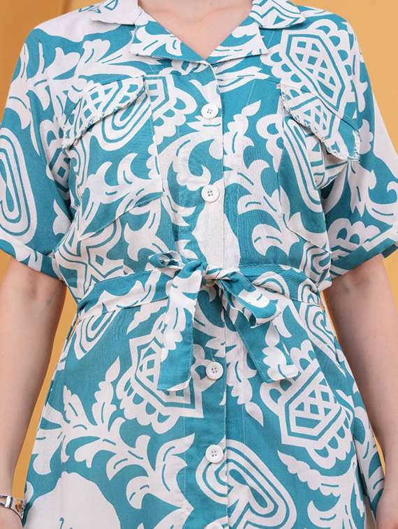 women printed short sleeve a-line dress - 22347106 -  Standard Image - 4