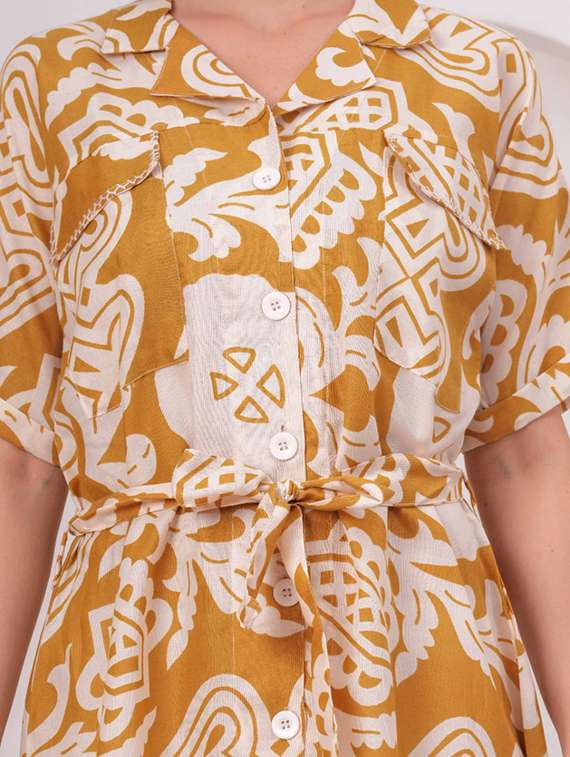 women printed short sleeve a-line dress - 22347107 -  Standard Image - 4