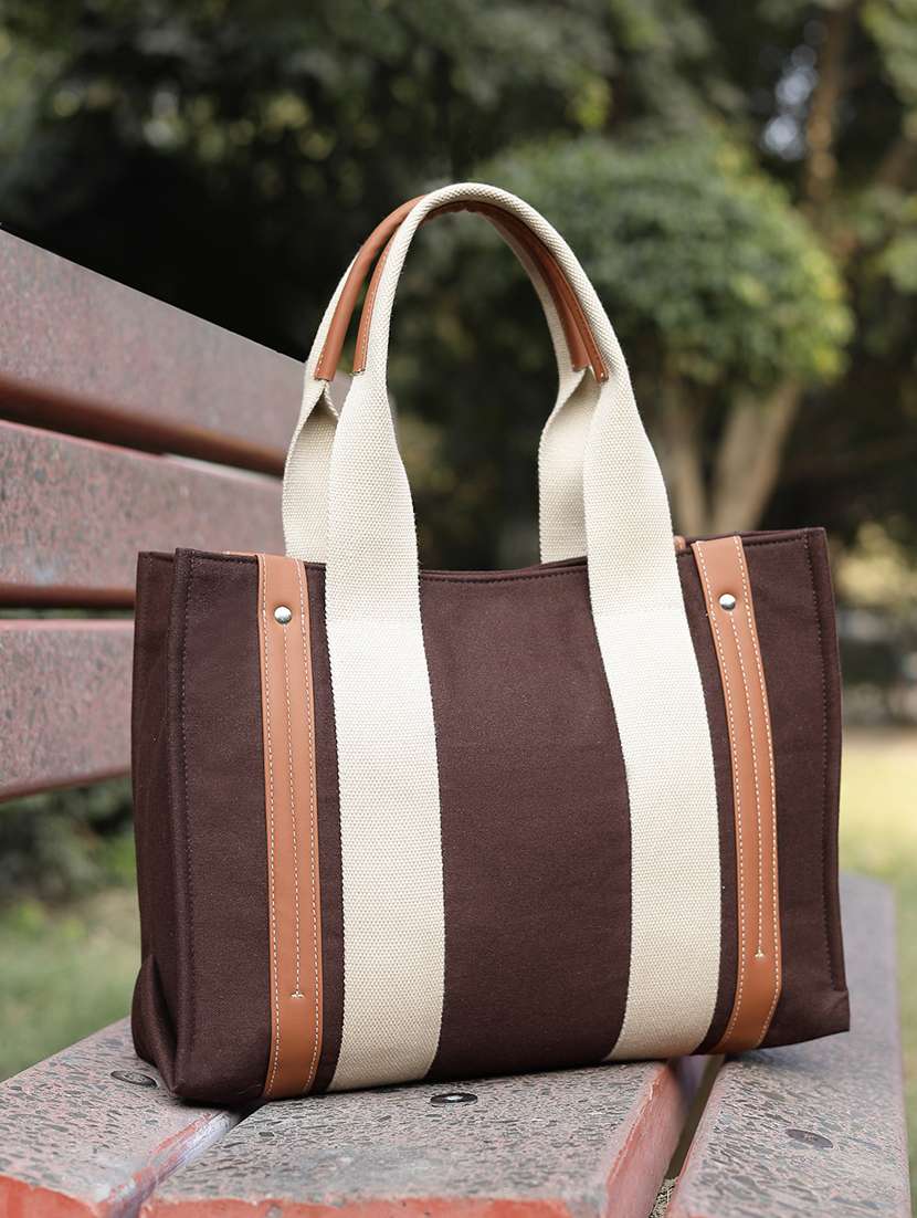 women solid brown canvas handbag - 22347111 -  Standard Image - 1