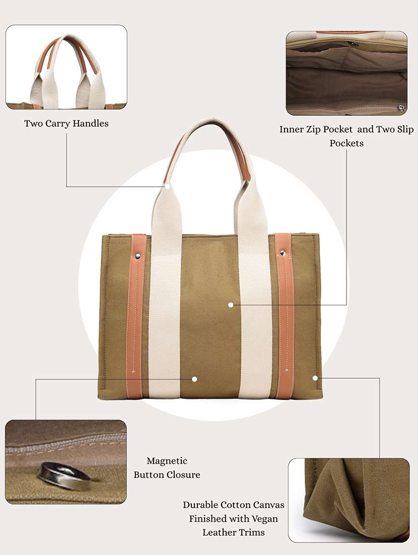 women solid canvas handbag - 22347114 -  Standard Image - 4