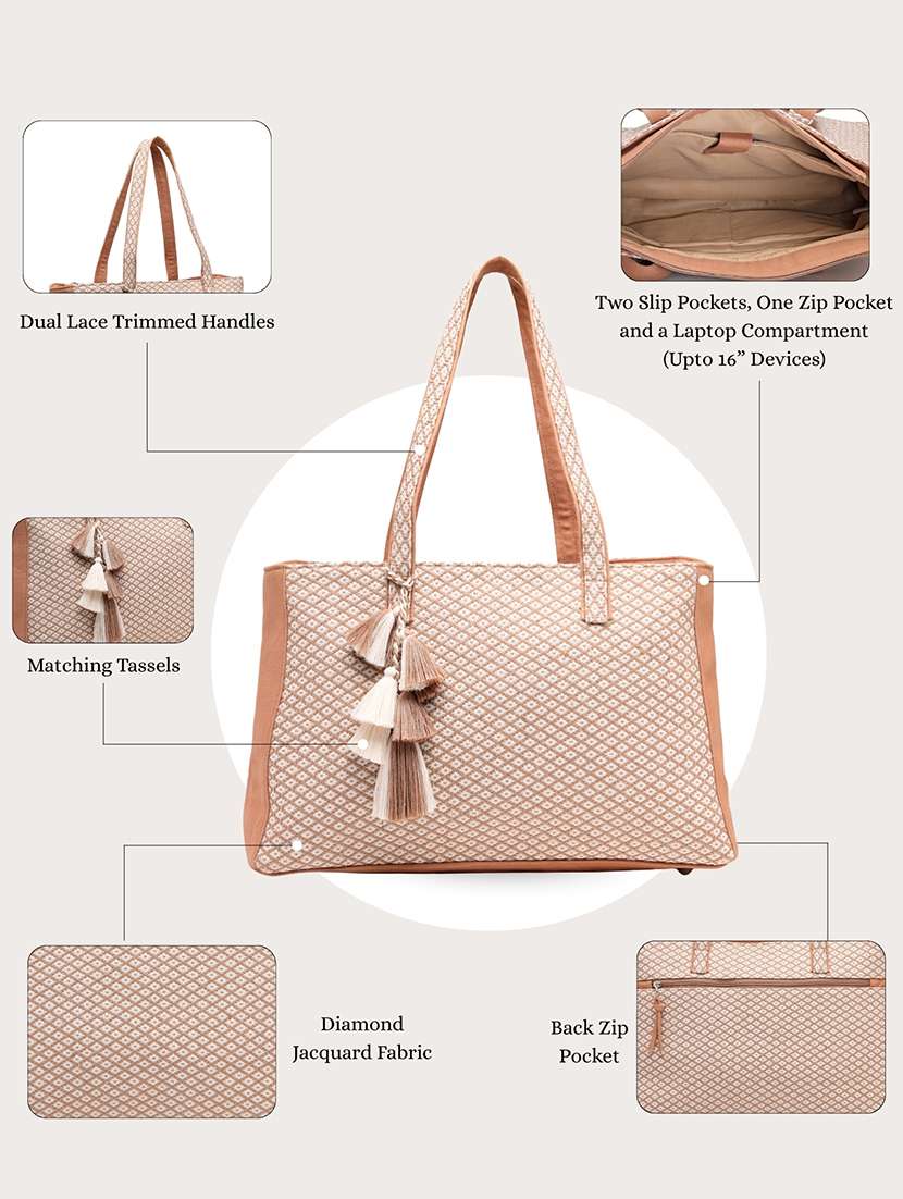 women textured dual handles tote bag - 22347121 -  Standard Image - 4