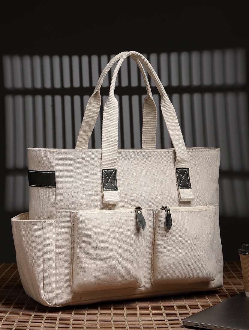 women solid dual handles tote bag