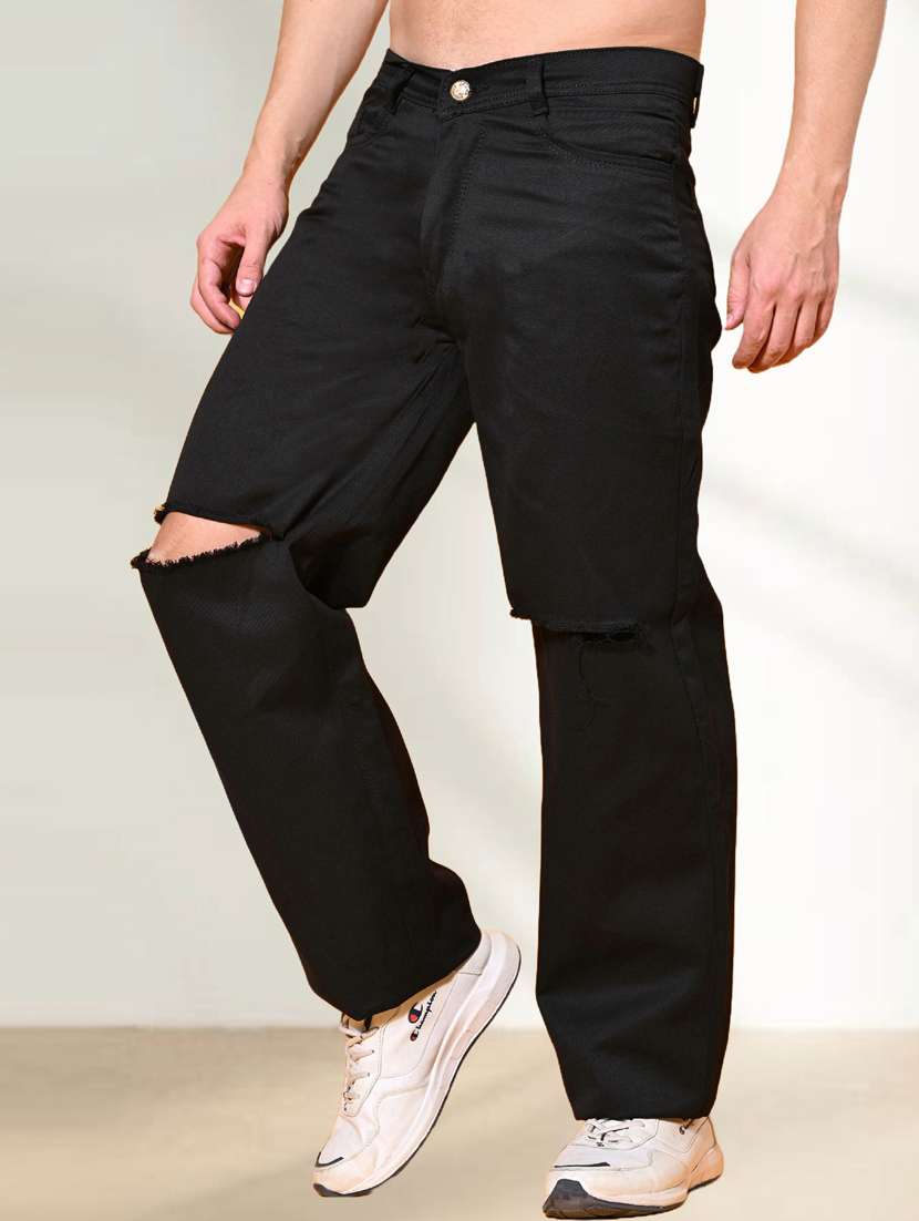 men mid rise slash knee straight jenas