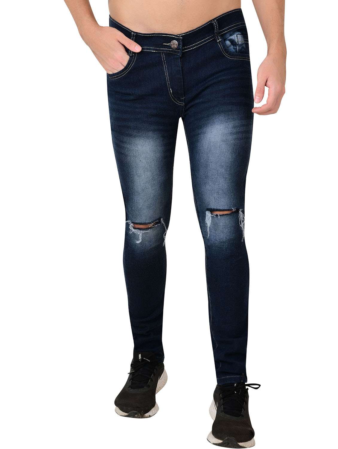 men slash knee mid rise skinny fit jean - 22347732 -  Standard Image - 1