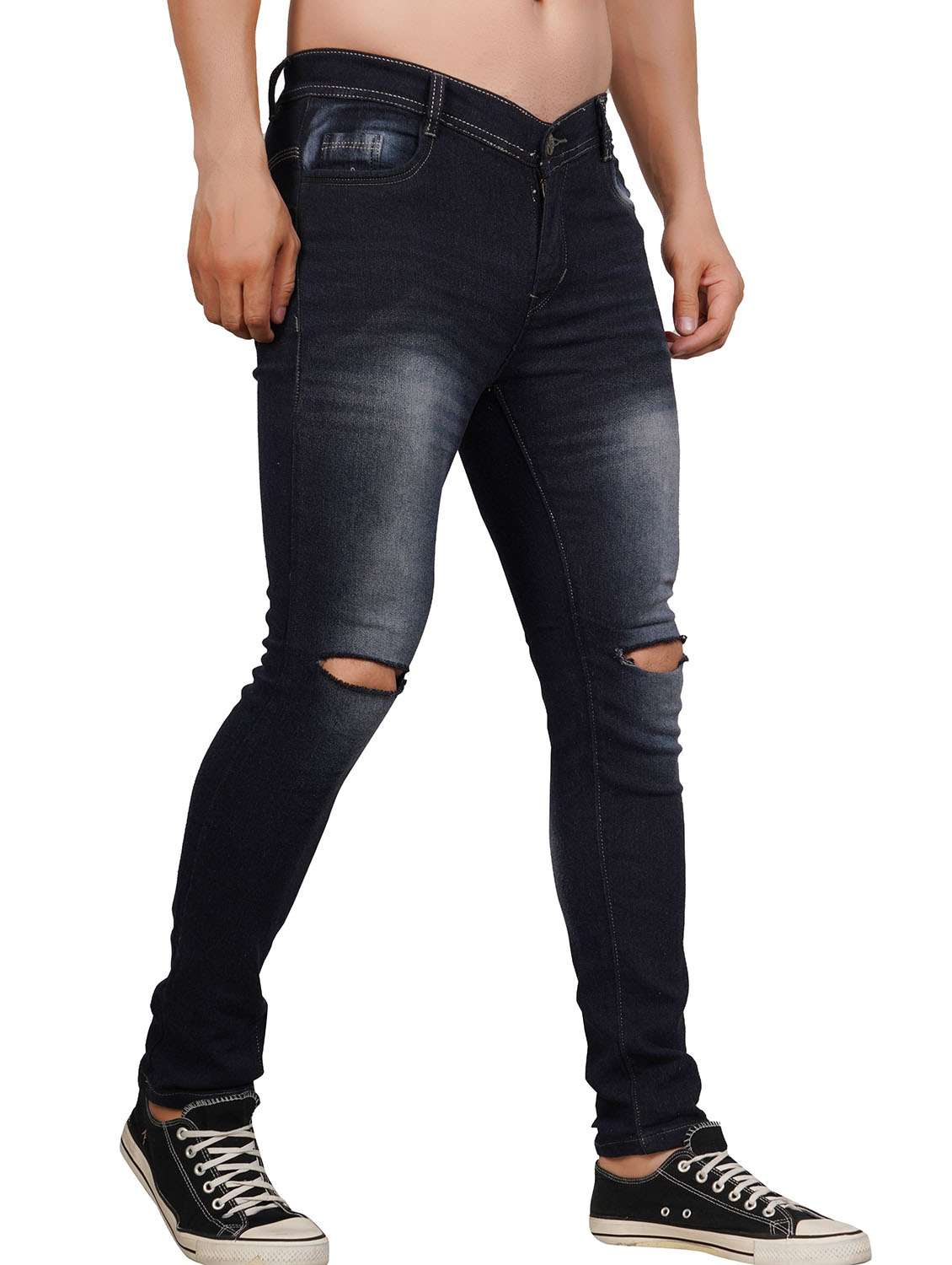 men slash knee mid rise skinny fit jean - 22347737 -  Standard Image - 1