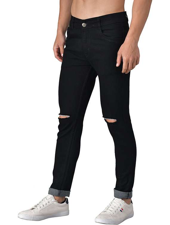 men slash knee mid rise slim fit jeans - 22348008 -  Standard Image - 1