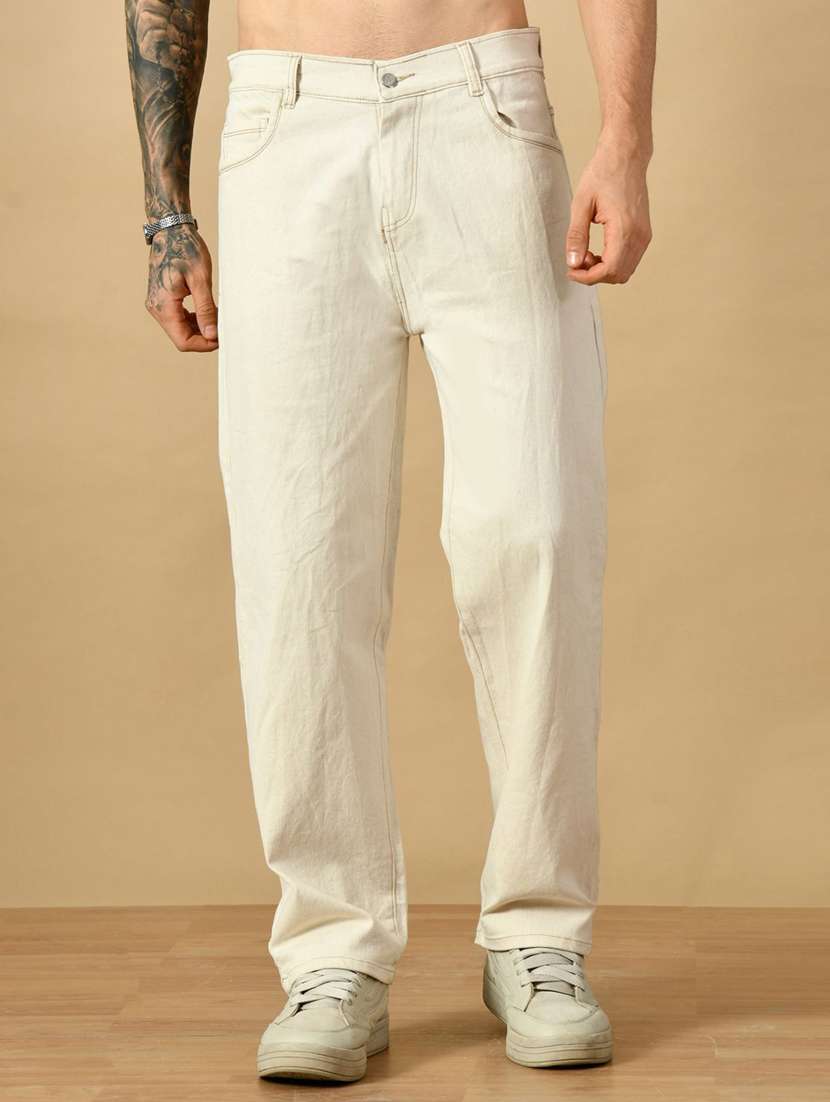 men solid mid rise straight fit jeans 