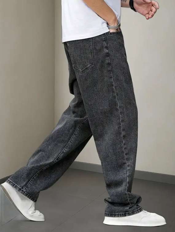 men solid mid rise baggy jeans  - 22348360 -  Standard Image - 1
