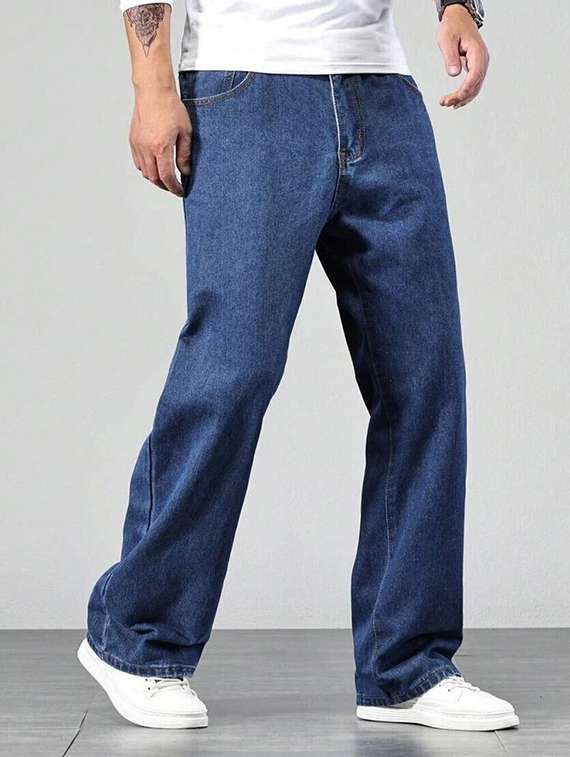 men solid mid rise relaxed fit jeans 