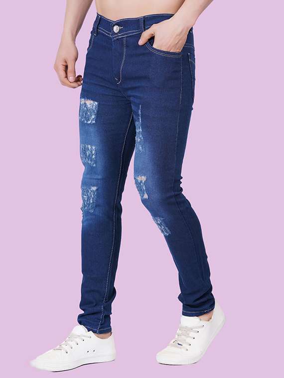 men distressed mid rise skinny jeans  - 22348684 -  Standard Image - 1